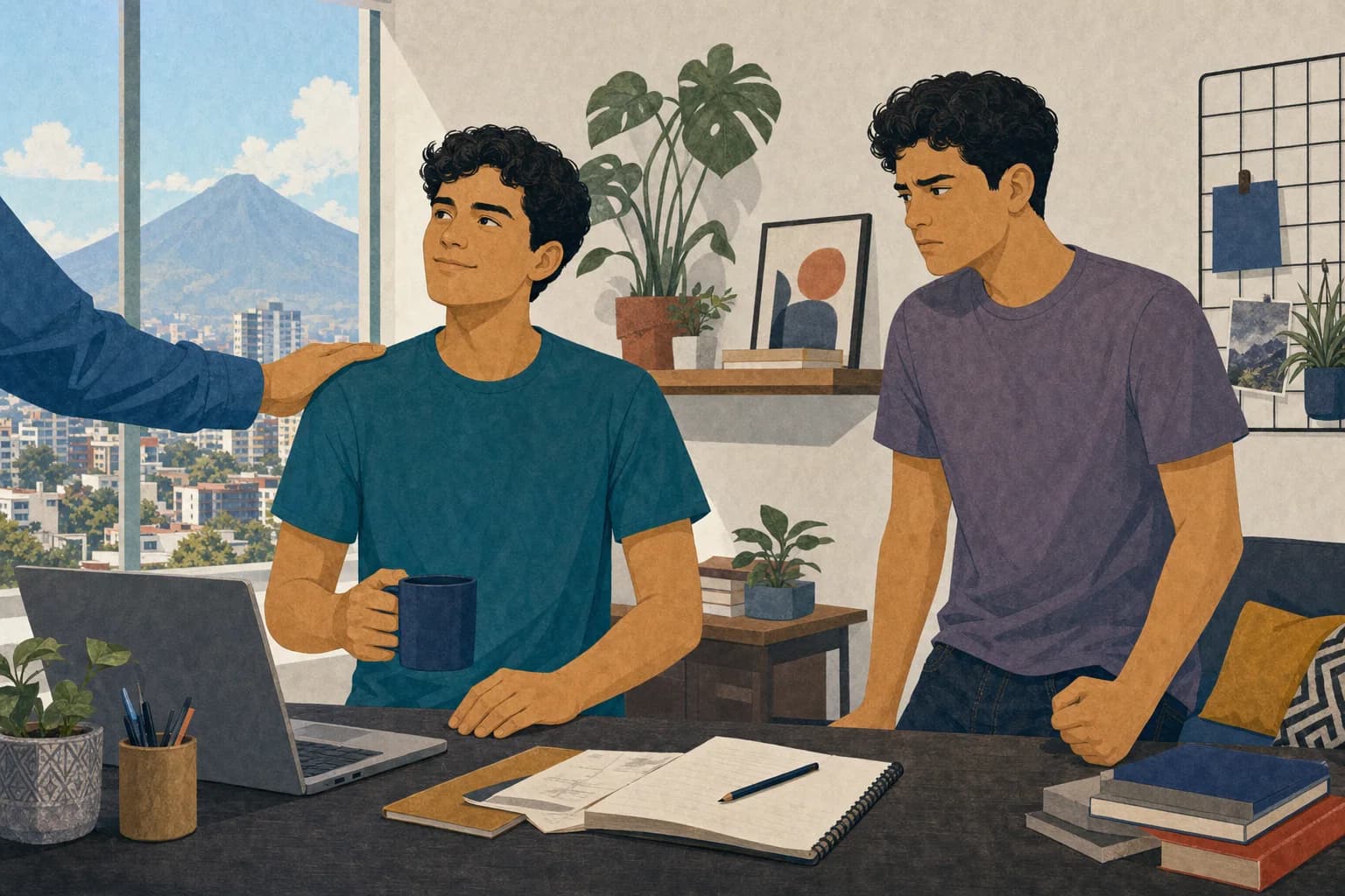 Dos hermanos jóvenes en una discusión marcada por la comparación